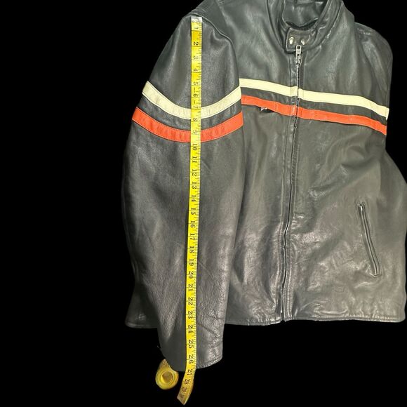 Black BIG & TALL Jamin Leather Jacket Size 56 w/ Zip-out Thermal Liner Striped - Picture 8 of 16